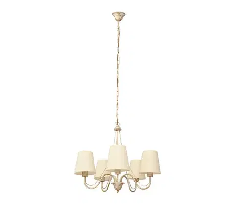 Svietidlá  Luster na reťazi MALBO 5xE27/15W/230V béžová W-2920/5 WT+AB+EC