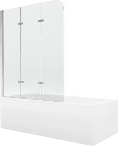 Sprchové dvere MEXEN/S - Cubik obdĺžniková vaňa 160 x 70 cm s panelom + vaňová zástena 120, transparent, chróm 550316070X9012030100