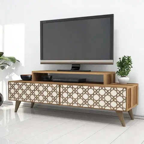 TV stolíky TV stolík City - Walnut, Cream