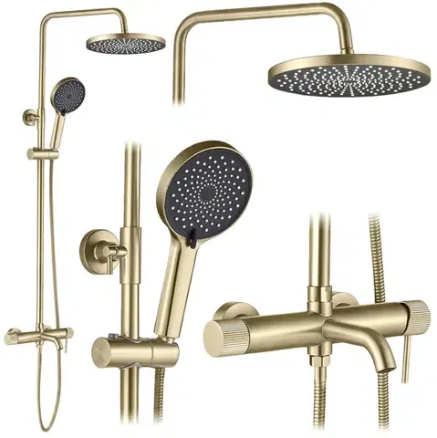 Kúpeľňové batérie REA REA - Sprchový set Lungo Stripe Brush Gold REA-P9490
