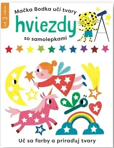 Nalepovačky, vystrihovačky, skladačky Mačka Bodka učí tvary: Hviezdy - so samolepkami