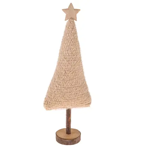 Vianočné dekorácie Vianočná dekorácia Textilný stromček 45,5 cm, chlpatý fleece, béžová