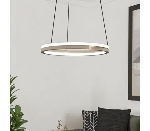 Svietidlá Eglo 901824 - LED stmievateľný luster na lanku MEZZOMONTE 2xLED/20W/230V béžová + diaľkový ovládač 901824