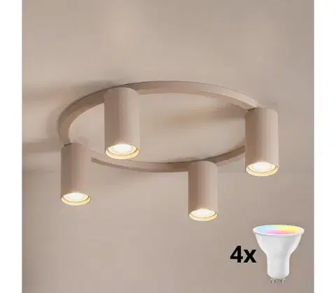 Svietidlá BRILAGI - LED RGBW stmievateľné stropné svietidlo SELE 4xGU10/6,5W/230V béžové BG5284+4xAI0589