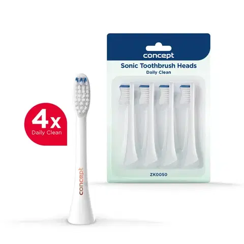Elektrické zubné kefky Concept ZK0050 náhradná hlavica PERFECT SMILE Daily Clean, 4 ks, biela