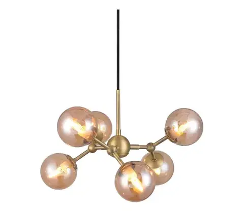 Svietidlá Halo Design 736560 - Závesný luster ATOM 6×G9/28W/230V, priemer 45 cm, mosadz/béžový kábel 736560