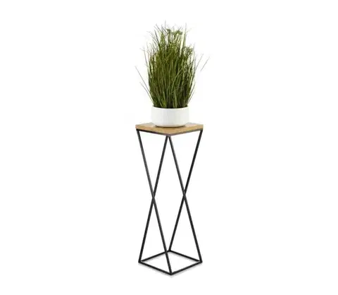Stojany na kvetiny HowHomely Stojan na kvety LOFT 70x24 cm čierna/hnedá 10-1631-70-MDF