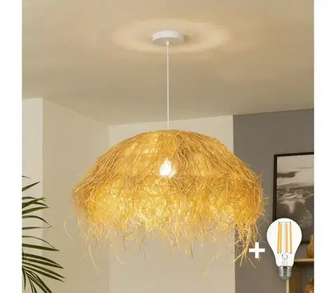 Svietidlá BRILAGI - LED luster na lanku CERIA BOHO 1xE27/40W/230V, priemer 60 cm, z rafie EG300171+EG781149