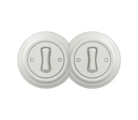 Predlžovacie káble lap - Dvojitý retro jednopólový vypínač s rámčekom č. 1 keramická biela 2xKA0008+2xKA0001