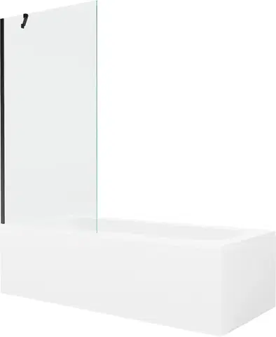 Sprchové dvere MEXEN/S - Vega obdĺžniková vaňa 180 x 80 cm s panelom + vaňová zástena 90, transparent, čierna 550118080X9509000070