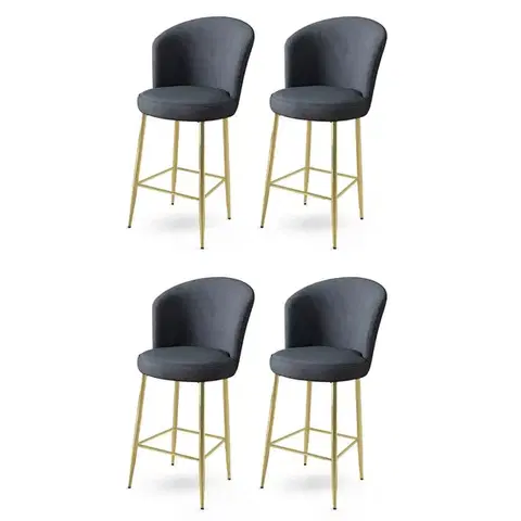 Barové stoličky Bar Stool Set (4 Pieces) Alte - Anthracite, Gold