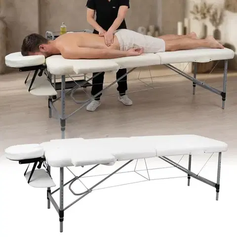 Masážne stoly a stoličky Masážne lehátko inSPORTline Morrani 186x60x62,5-85,5 cm 2-dielne hliníkové krémová