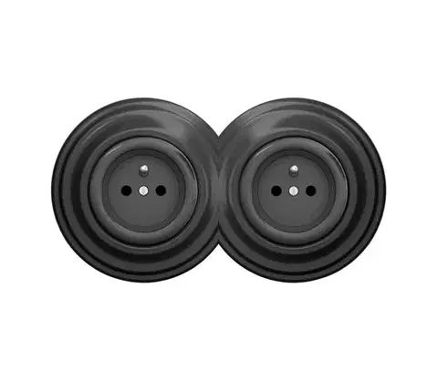 Predlžovacie káble lap - Dvojitá retro domová zásuvka s rámčekom, 230 V, antracit 2xKA0044+2xKA0042