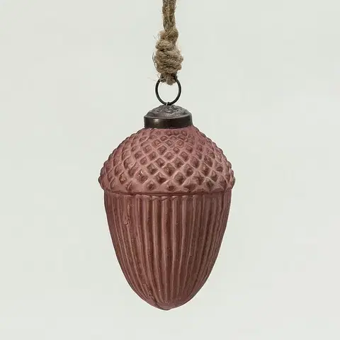 Vianočné dekorácie Sklenená ozdoba Acorn Burgundy 7x10 cm