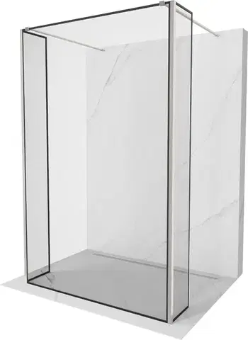 Sprchové dvere MEXEN/S - Kioto Sprchová zástena WALK-IN voľne stojaca 120 x 30 x 30, čierny vzor, nikel kartáčovaná 800-120-030-222-97-70-030