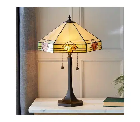 Lampy Endon 64286 - Stolná lampa Tiffany NEVADA 2xE27/60W/230V priemer 40 cm 64286