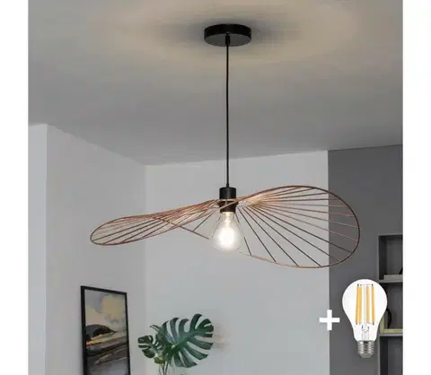 Svietidlá BRILAGI - LED luster na lankách CERIA WIRE 1xE27/40W/230V 60x80 cm bronzový BG3987+EG300147