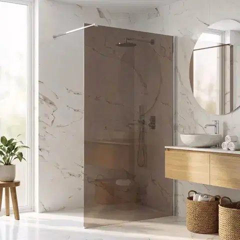 Sprchové dvere REA/S - Sprchová zástena Flexi Brown / Chrome 120 KPL-K99070
