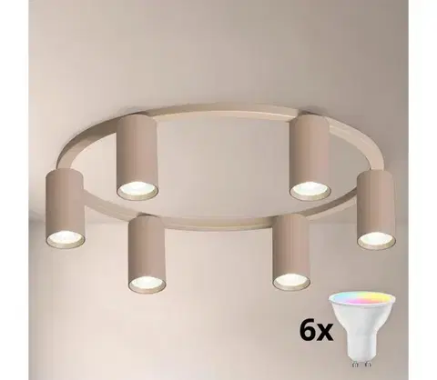 Svietidlá BRILAGI - LED RGBW stmievateľné stropné svietidlo SELE 6xGU10/6,5W/230V béžové BG5287+AI2323