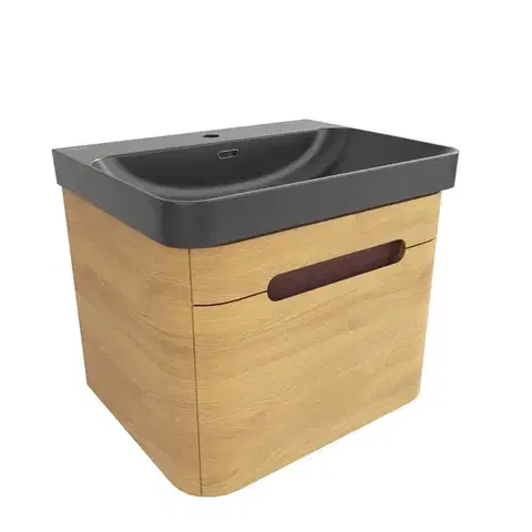 Kúpeľňový nábytok Kúpeľňová skrinka s umývadlom SAT Fusion 57,5x43x45 cm dub medový mat SATFUSION60DMBKM SATFUSION60DMBKM