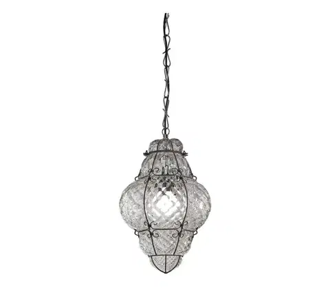 Svietidlá SIRU - Luster na reťazi CLASSIC 1xE27/60W/230V pr. 30 cm číra/čierna benátske sklo MS101-040CRB