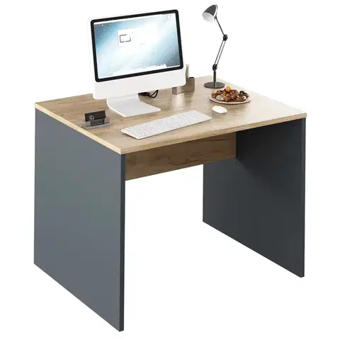 Písacie a pracovné stoly KONDELA Rioma New Typ 12 písací stôl grafit / dub artisan