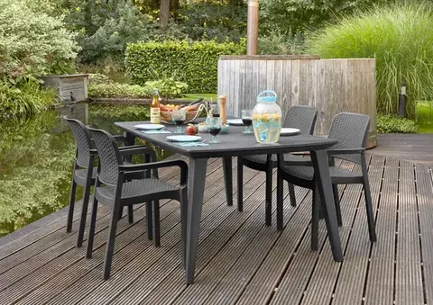 Záhradné plastové zostavy Elvisia Záhradný set NOOR 4 + 1 | grafit