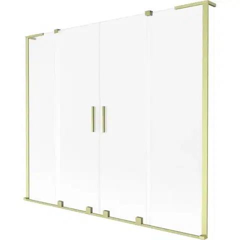 Sprchové dvere MEXEN/S - Velar L Duo dvojkrídlová posuvná vaňová zástena 170 x 150, dekor, zlatá kartáčovaná 896-170-003-32-55