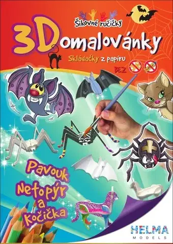 Pre deti a mládež - ostatné 3D omalovánky Pavouk, netopýr a kočička