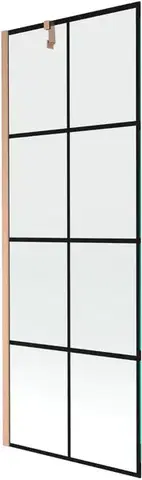 Sprchové dvere MEXEN/S - Next vaňová zástena FIX 70 x 150, čierna vzor, meď kartáčovaná - 895-070-000-00-70-77 895-070-000-00-77-65