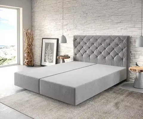 Rámy postelí DELIFE Boxspring posteľ Dream-Great 160×200 cm mikrovlákno sivá