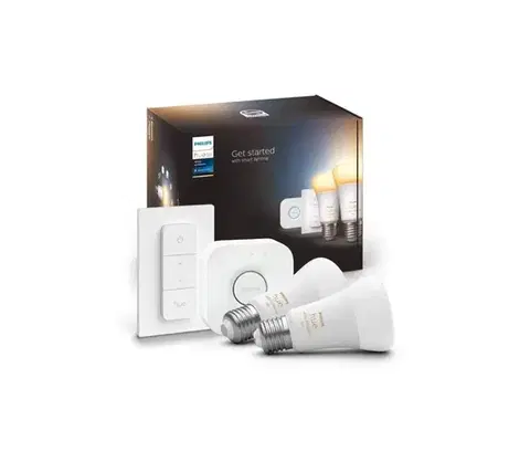 LED osvetlenie Základná sada Philips Hue WHITE AMBIANCE 2xE27/8W/230V + Hue Bridge a stmievač 8719514291812