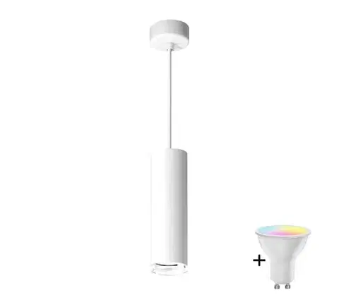 Svietidlá  LED RGBW stmievateľný kúpeľňový luster na lanku TURYN 1xGU10/4,8W/230V IP44 biela SA1906+AI2382
