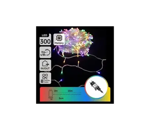 LED osvetlenie  B.V.  - LED RGBY vonkajšia vianočná svetelná reťaz 300xLED/6W/230V 15m IP44 B10303ABLR