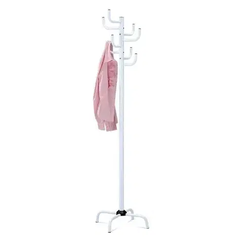 Nemý sluha Kovový vešiak biela lesklá, 182 cm