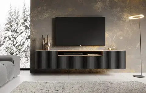 TV stolíky ArtAdrk TV stolík NOEMI závesný | dub artisan / čierna