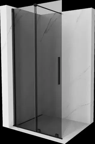 Sprchové dvere MEXEN/S - Velar Sprchová zástena posuvná Walk-in 80 x 200, grafit 8 mm, čierna 871-080-000-43-70