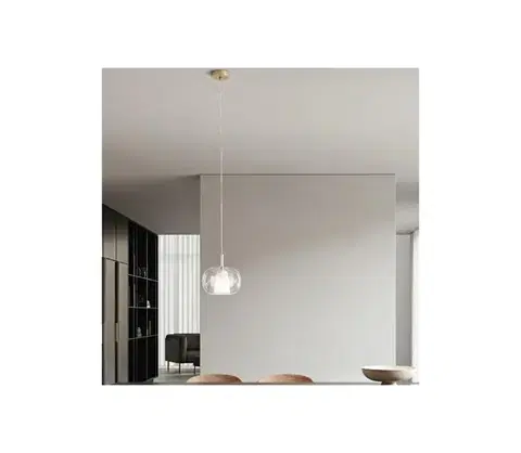Svietidlá Ondaluce - luster na lanku TH 1xE27/15W/230V pr. 25 cm zlatý/číry SO.TH/2-TRASPA