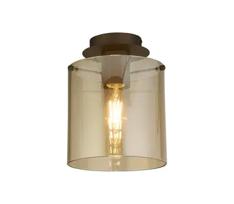 Svietidlá Searchlight 88911-1MO - Stropné svietidlo SWEDEN 1xE27/60W/230V pr.22 cm hnedé/dymové 88911-1MO