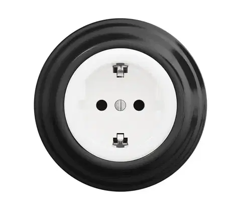 Predlžovacie káble Reblig - Retro domová zásuvka s rámčekom SCHUKO 230V/16A snehovo biela/čierna RG0016+RG0160