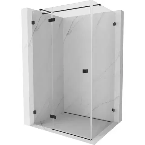 Sprchovacie kúty MEXEN/S - Lunar T sprchovací kút dvere krídlové ľavá 140 x 120, transparent, čierna 834T-140-120-70-00-L