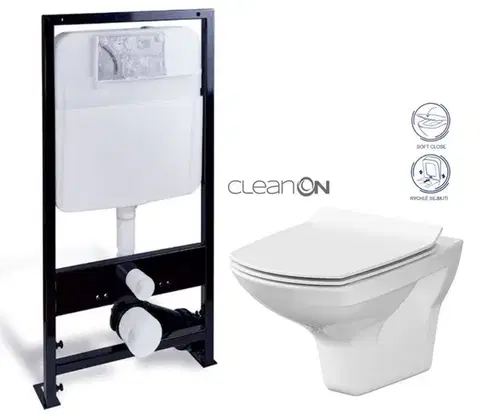 Závesné wc sety PRIM predstenový inštalačný systém bez tlačidla + WC CERSANIT CLEANON CARINA + SEDADLO PRIM_20/0026 X CA3