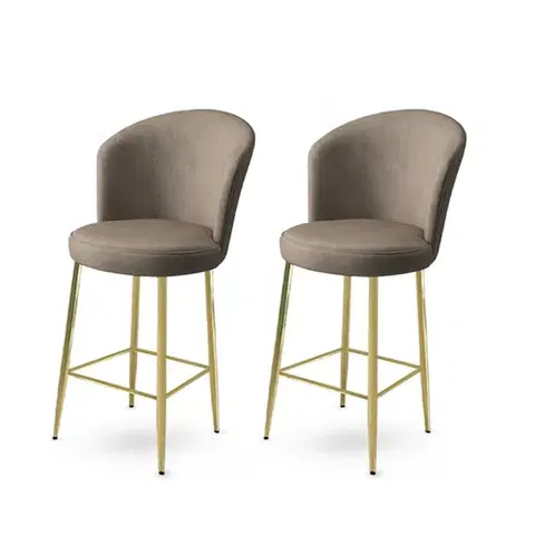 Barové stoličky Bar Stool Set (2 Pieces) Alte - Cappuccino, Gold