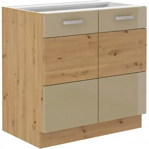 Kuchynské skrinky stojace Skrinka do kuchyne Artisan cappuccino lesk 80D 2F BB