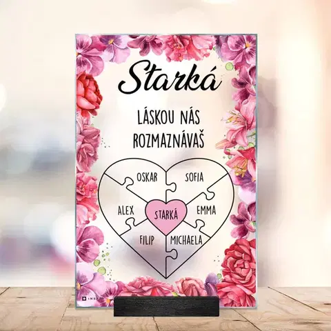 Tabuľky s venovaním (darčeky) Darček pre starkú - plaketa so srdcom