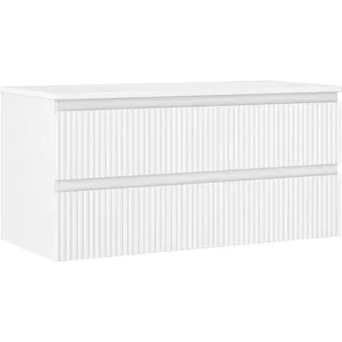 Kúpeľňový nábytok MEXEN/S - Rivel kúpeľňová skrinka pod umývadlo 100 cm s doskou, 2 zásuvky, reliéf, biela mat 91A20-10047-2-BFFC01