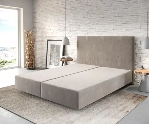 Rámy postelí DELIFE Boxspring posteľ Dream-Well 160x200 cm mikrovlákno béžová