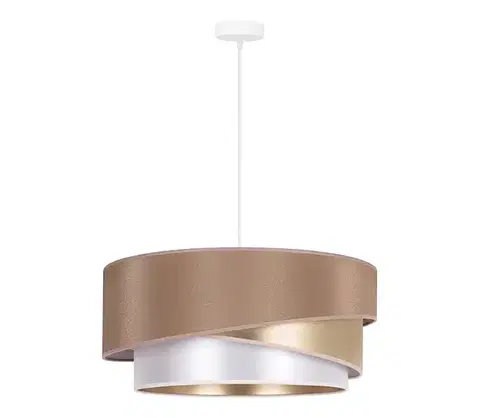 Svietidlá  - Luster na lanku KOBO 1xE27/15W/230V pr. 45 cm béžová/zlatá/biela 600248