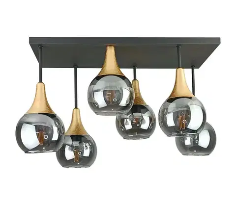 Svietidlá Keter Lighting Prisadený luster SOMA 6xE27/60W/230V čierna/zlatá/dymová čierna 2899