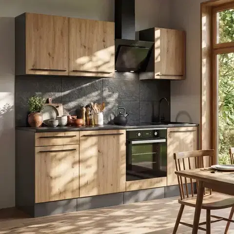 Moderný kuchynský nábytok Kuchynská linka Porto ANAS KP 220 artisan/anthracite